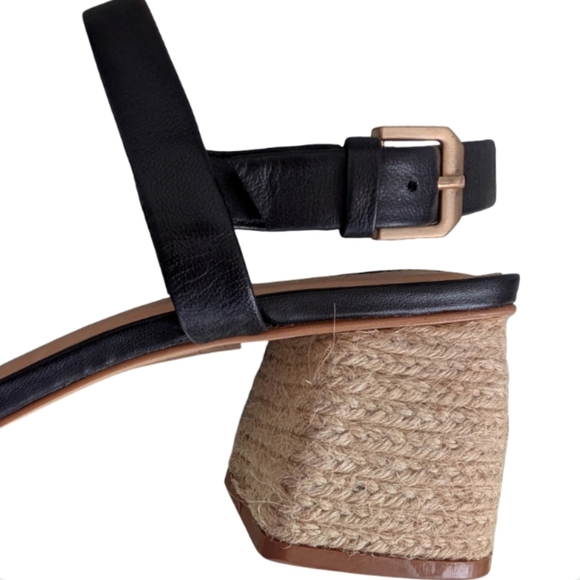 Splendid Keeva Square Toe Leather Sandals Size 10 | NEW Black Espadrille Heel - Picture 8 of 11